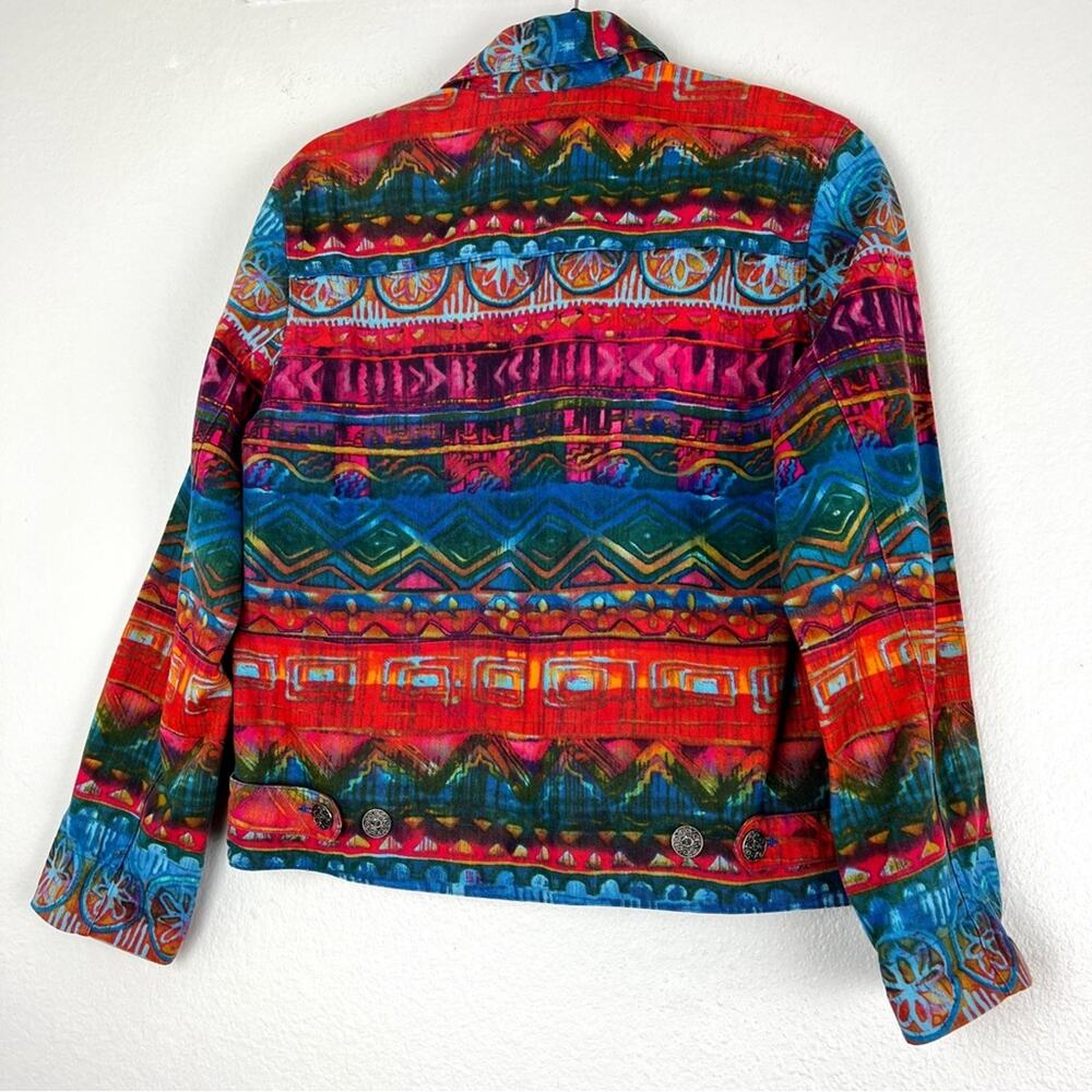Vintage Chico’s Design | Colorful Aztec Printed Jacket Artsy Casual Festival S - Picture 5 of 8